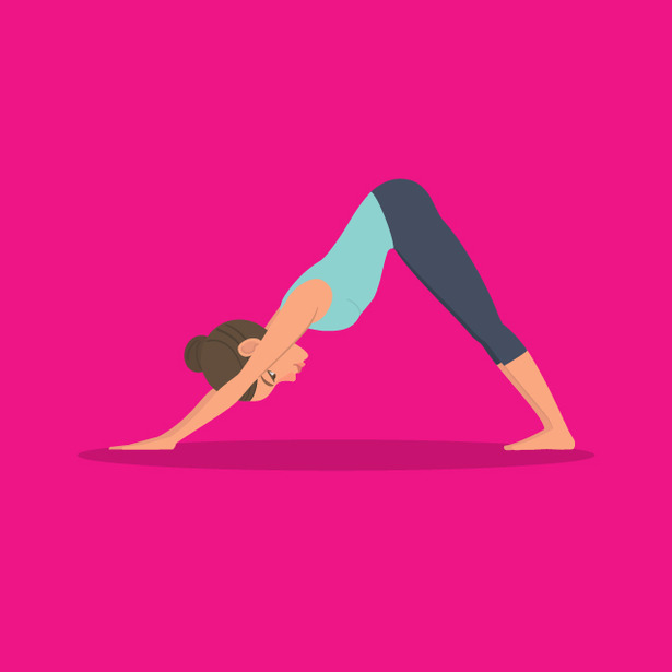 Imagen de una chica haciendo yoga sobre un fondo rosa - Saba